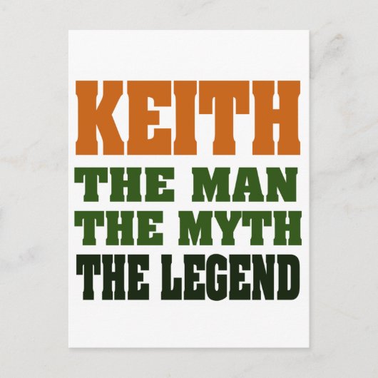 KEITH - het Man, de Myth, de Legende! Briefkaart (Voorkant)