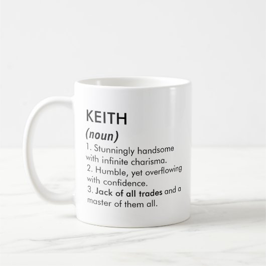 Keith naam, Bewerkbare naam, Aangepaste naam Koffiemok (Links)