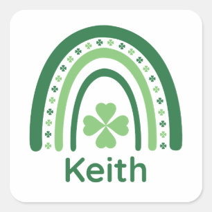 Keith Name Clover Boho Rainbow Vierkante Sticker