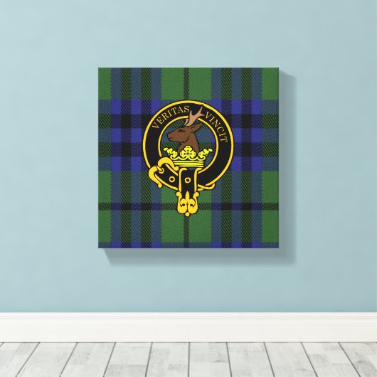 Keith Scottish Crest en Tartan Canvas print (Insitu (Houten vloer))
