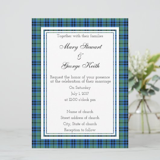 Keith Scottish Wedding Invitation Kaart (Staand voorkant)