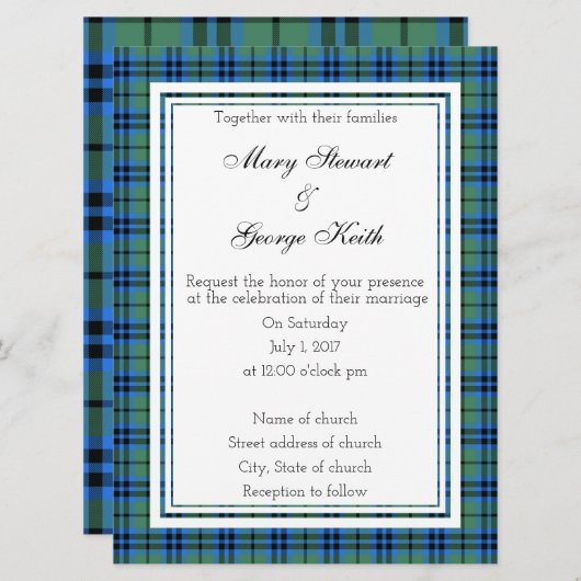Keith Scottish Wedding Invitation Kaart (Voorkant / Achterkant)