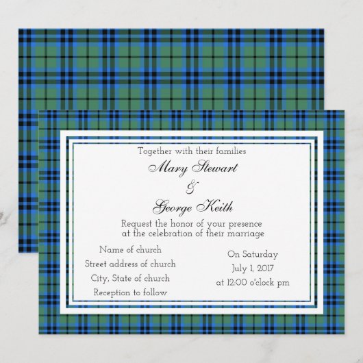 Keith Scottish Wedding Invitation Kaart (Voorkant / Achterkant)