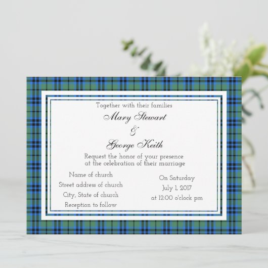 Keith Scottish Wedding Invitation Kaart (Staand voorkant)