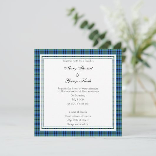 Keith Scottish Wedding Square Invitation Kaart (Staand voorkant)