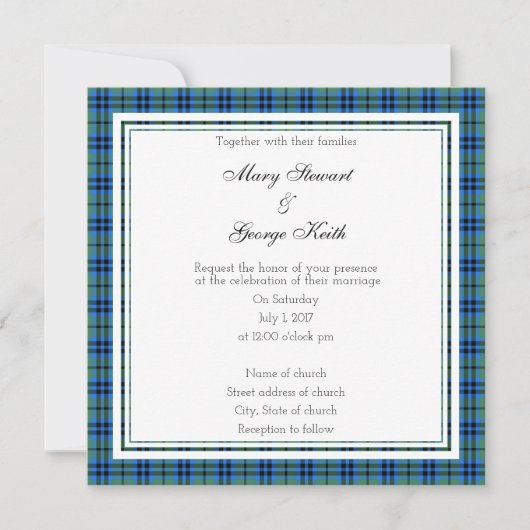 Keith Scottish Wedding Square Invitation Kaart (Voorkant)