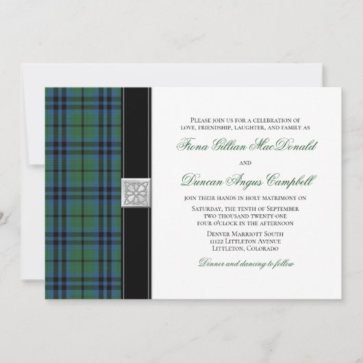 Keith Tartan Wedding Invitation Kaart (Voorkant)