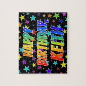 "KEITH" Voornaam, geun "HAPPY BIRTHDAY" Legpuzzel (Verticaal)