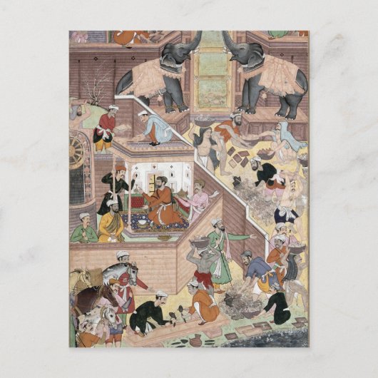 keizer Akbar (r.1556-1605) die het gebouw inspecte Briefkaart (Voorkant)