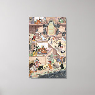 keizer Akbar (r.1556-1605) die het gebouw inspecte Canvas Afdruk