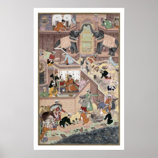 keizer Akbar (r.1556-1605) die het gebouw inspecte Poster (Voorkant)