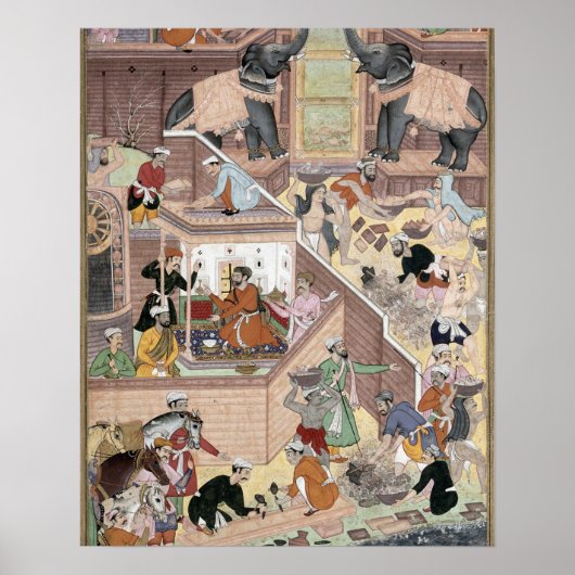 keizer Akbar (r.1556-1605) die het gebouw inspecte Poster (Voorkant)