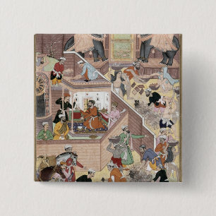 keizer Akbar (r.1556-1605) die het gebouw inspecte Vierkante Button 5,1 Cm