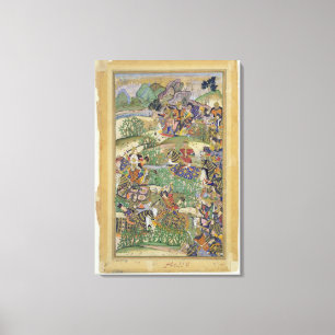 keizer Akbar (r.1556-1605) in de strijd tegen Sama Canvas Afdruk