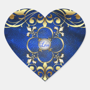 Keizer Blauw Hart Glas in lood Liefde Sticker