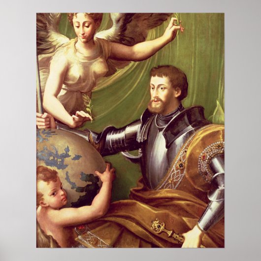 keizer Charles V (1500-58) Receiving the World, c Poster (Voorkant)