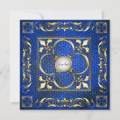 keizer Fleur De Lis Sapphire Regency Invitation Kaart (Voorkant)