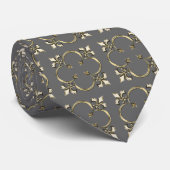 keizer Fleur De Lis Silver Silk Wedding Mannen Str Stropdas (Opgerold)