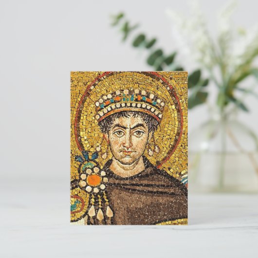 Keizer Justinianus Byzantijnse mozaïek icoon Briefkaart (Staand voorkant)