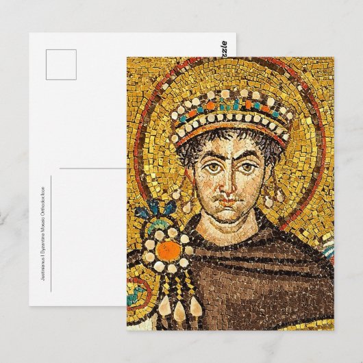 Keizer Justinianus Byzantijnse mozaïek icoon Briefkaart (Voorkant / Achterkant)
