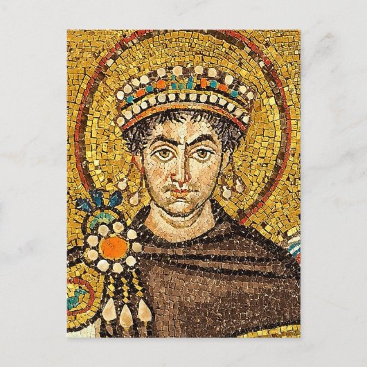 Keizer Justinianus Byzantijnse mozaïek icoon Briefkaart (Voorkant)