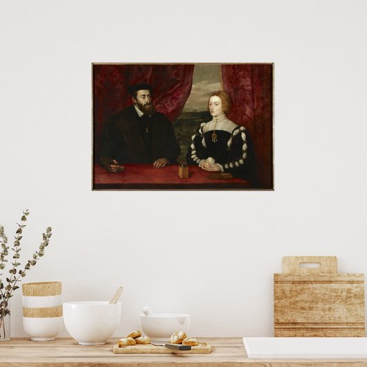 Keizer Karel V en keizerin Isabella Poster (Keuken)
