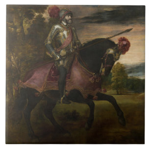 Keizer Karel V te paard (door Titiaan) Tegeltje