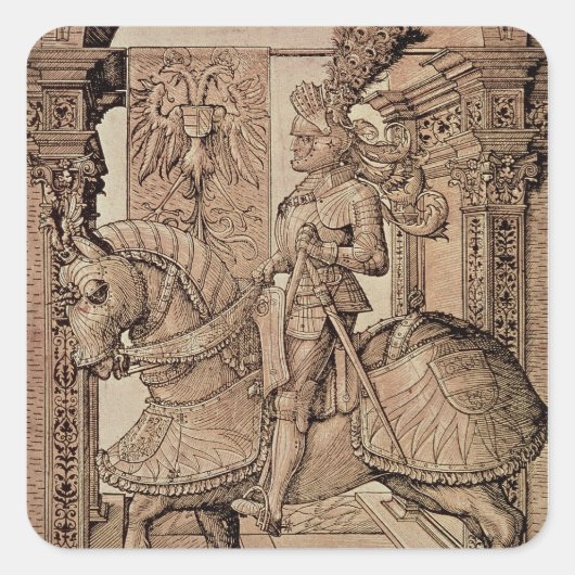 keizer Maximilian ik rijd op een paard, 1518 Vierkante Sticker (Voorkant)