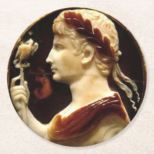Keizer Octavianus Augustus Romeinse Rijk Cameo Ronde Kartonnen Onderzetter (Voorkant)