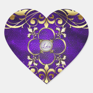 Keizer Paarse Hart Glas in lood Liefde Sticker