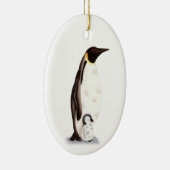 keizer Penguin en Baby met Kerstmis als illustrati Keramisch Ornament (Rechts)