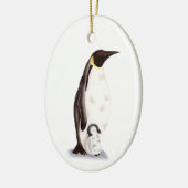 keizer Penguin en Baby met Kerstmis als illustrati Keramisch Ornament (Links)