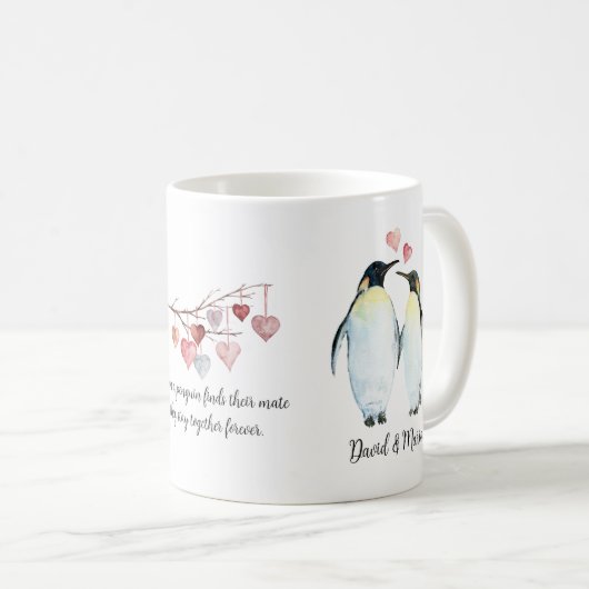 Keizer Pinguïn Paar in Liefde Koffiemok (Voorkant rechts)