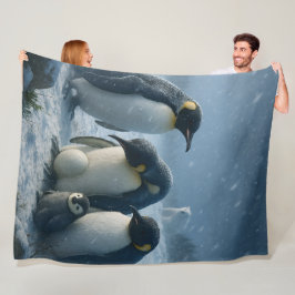 Keizer, pinguïnfamilie en kuiken Arctische sneeuwv Fleece Deken