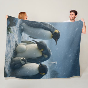 Keizer, pinguïnfamilie en kuiken Arctische sneeuwv Fleece Deken