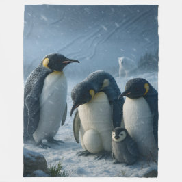 Keizer, pinguïnfamilie en kuiken Arctische sneeuwv Fleece Deken