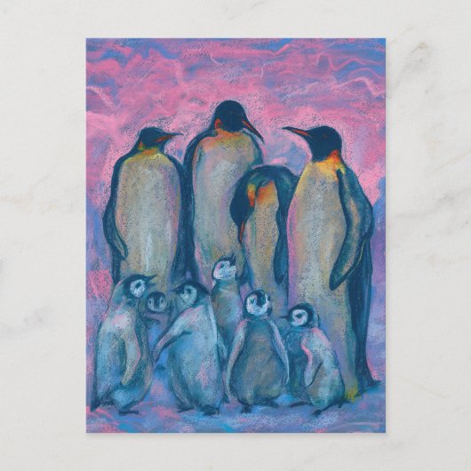 keizer pinguïns Antarctische vogels schilderen Briefkaart (Voorkant)