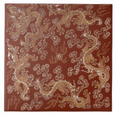Keizer Rood & Gouden Draak Zijde Kunst Tegeltje (Voorkant)