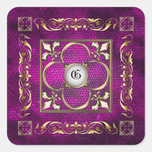 Keizer Roze Vierkant Monogram Sticker