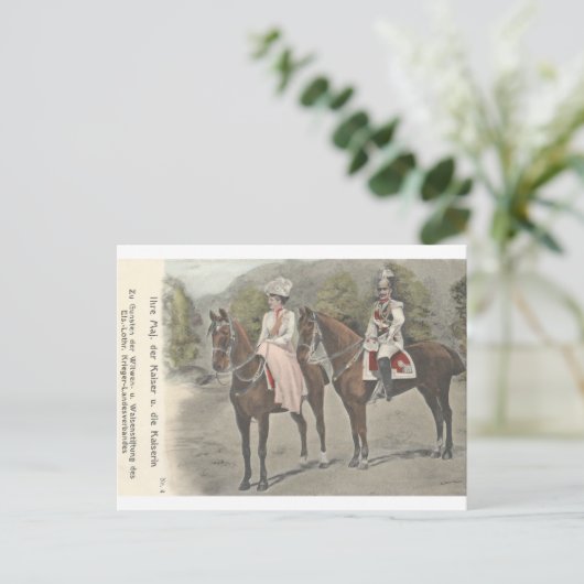 Keizer Wilhelm II en keizerin op paarden #037SS Briefkaart (Staand voorkant)