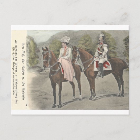 Keizer Wilhelm II en keizerin op paarden #037SS Briefkaart (Voorkant)