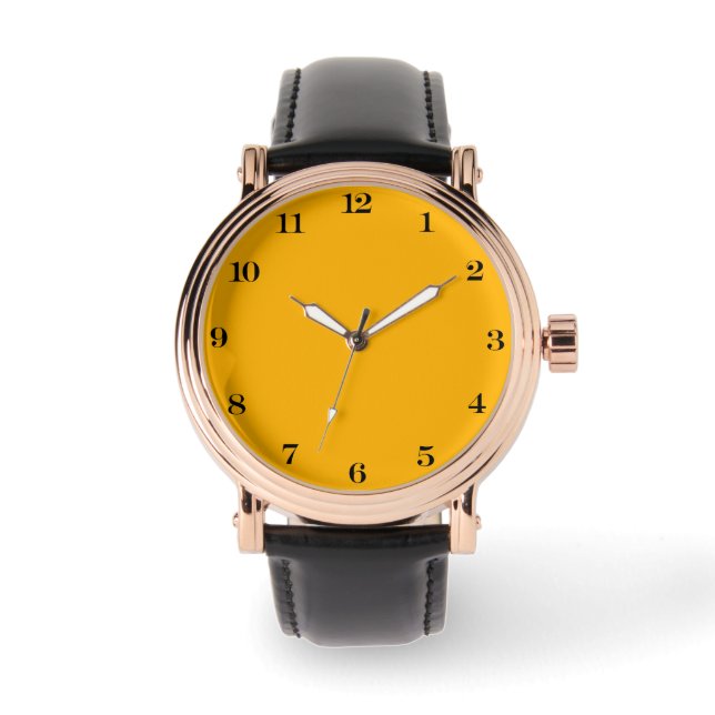 Keizerlijk Geel Effen Kleur  Horloge (Voorkant)