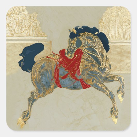 Keizerlijk Gouden Paard Vierkante Sticker (Voorkant)