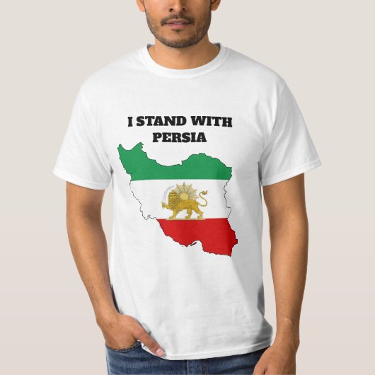Keizerlijk Iran Leeuw en Zon Kaart T-Shirt (Voorkant)