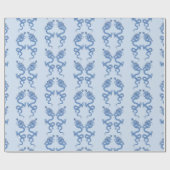 Keizerlijke Draak in Blauwe Porselein Cadeaupapier (Vlak)