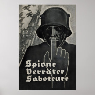 Keizerlijke Duitse Propaganda WWI Poster Spionnen