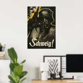 Keizerlijke Duitse Propaganda WWI Poster Stilte! (Thuiskantoor)