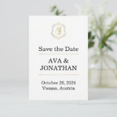 Keizerlijke Luxe Save the Date Kaart – Monogram St (Staand voorkant)