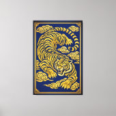 Keizerlijke Tijger – Goud & Blauw Canvasprint Canvas Afdruk (Voorkant)