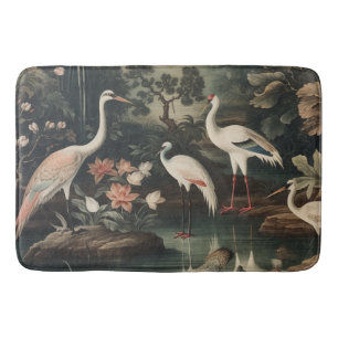 Keizerlijke Witte Kraanvogel & Gouden Paleis Vinta Badmat